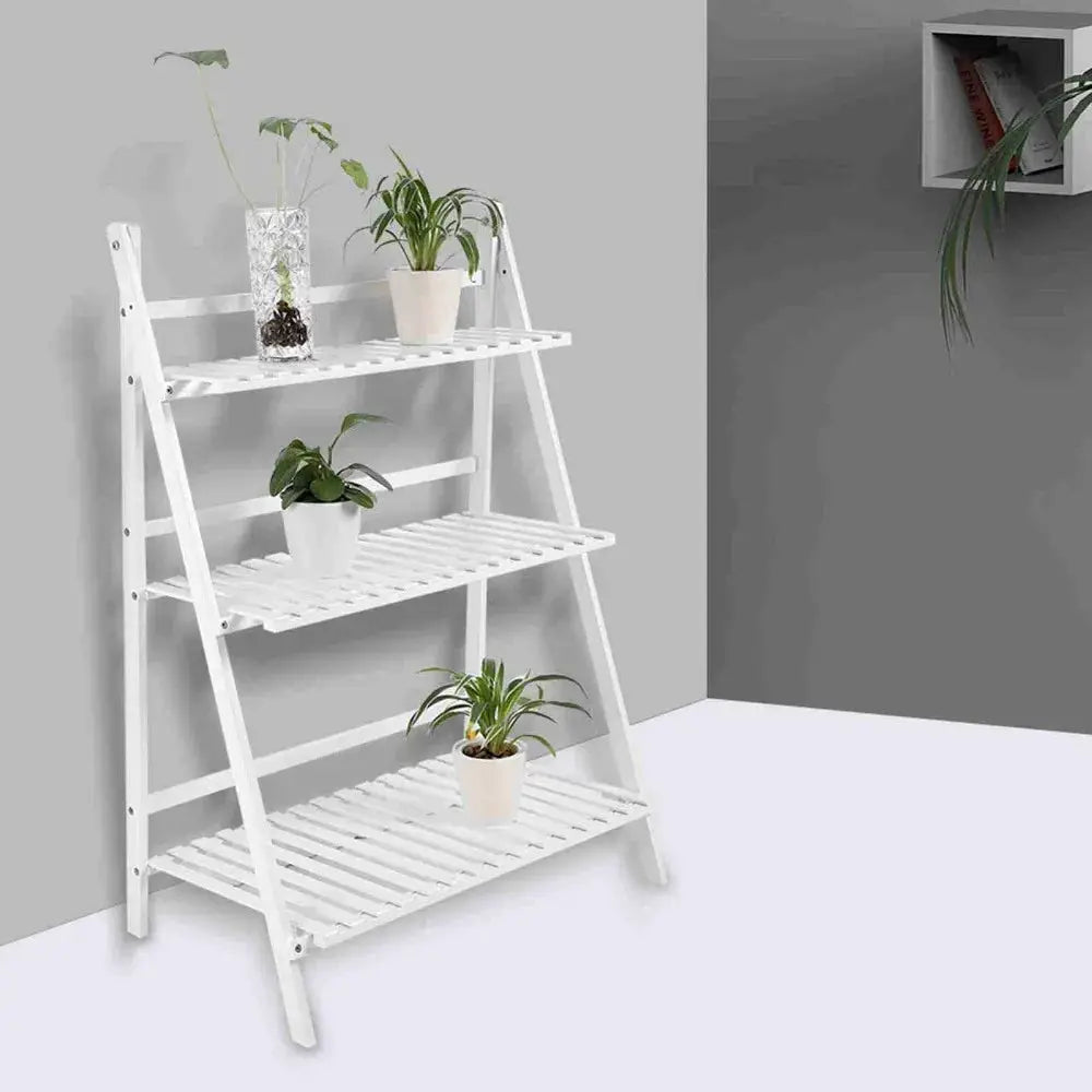 Multi Layer Foldable Plant Pots Rack Stand Shelf for Balcony Living Room Garden Patio(White) from PriceLows™