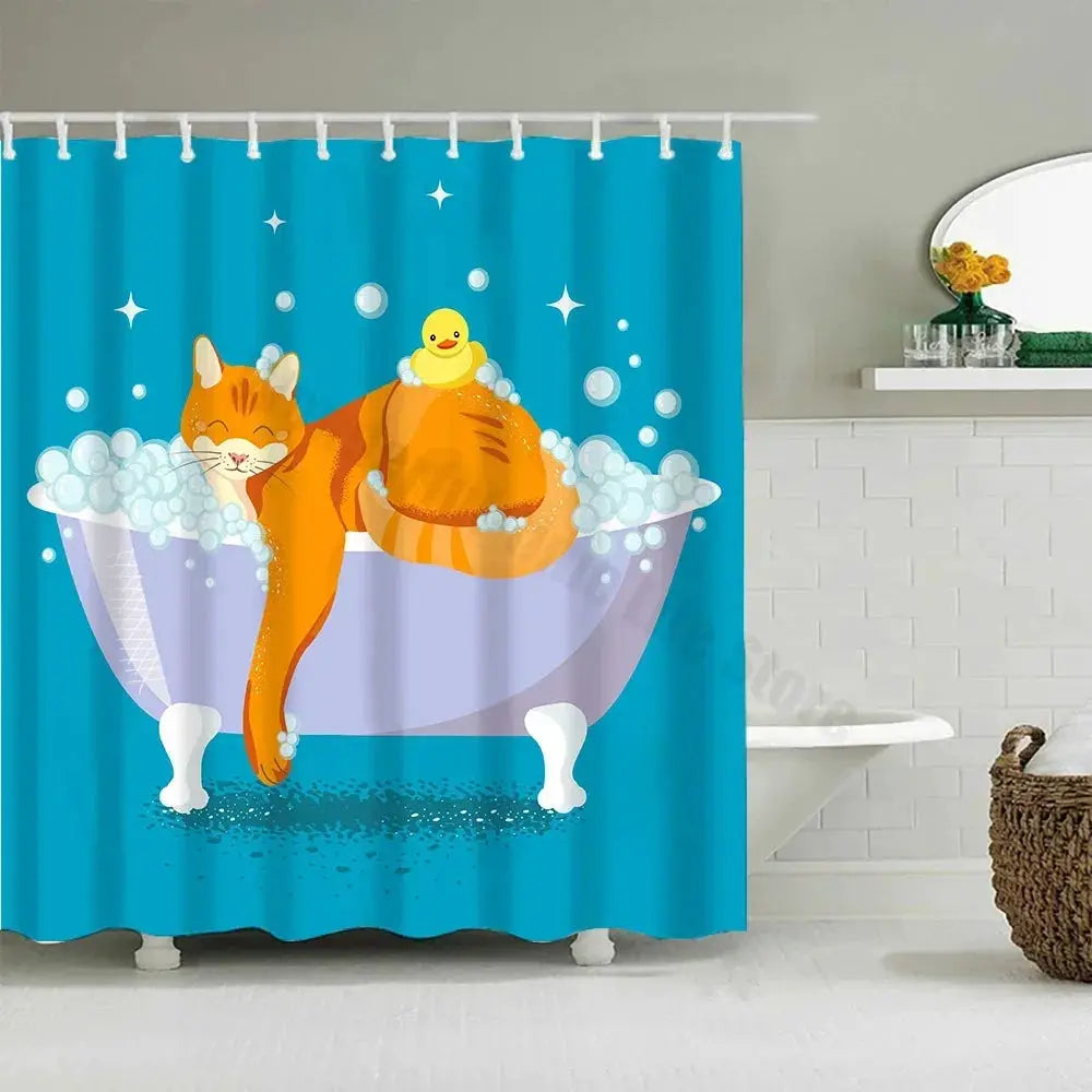 Cute Little Yellow Duck Shower Curtain Cartoon Funny Smiley Face Bathroom Waterproof Bath Duck Fabric 12 Hooks Bathroom Decor from PriceLows™