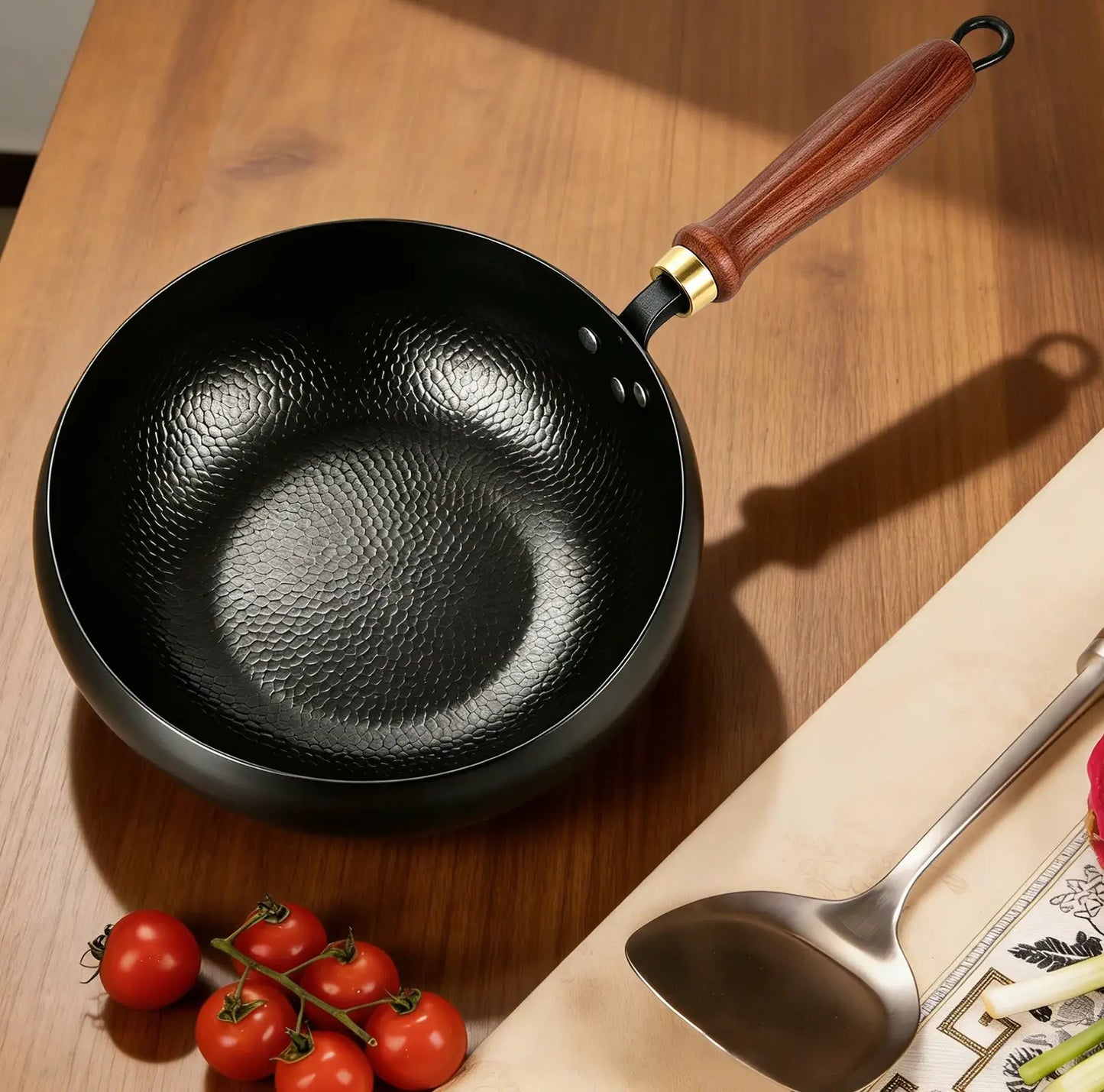 Wok | Hand Forged Iron | Deep Round Bottom | 24cm 26cm 28cm
