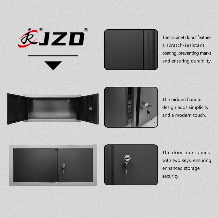 Metal Wall Mounted Cabinet with Two Lockable Doors, Hanging Steel Tool Chest, for Kitchen Warehouse Office Garage from PriceLows™