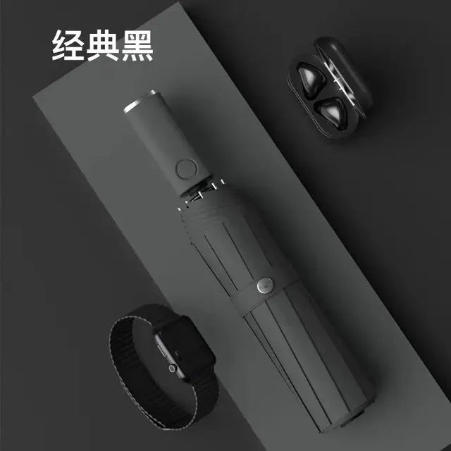 Automatic Folding Umbrella | LED Light | Windproof Design | Large Canopy