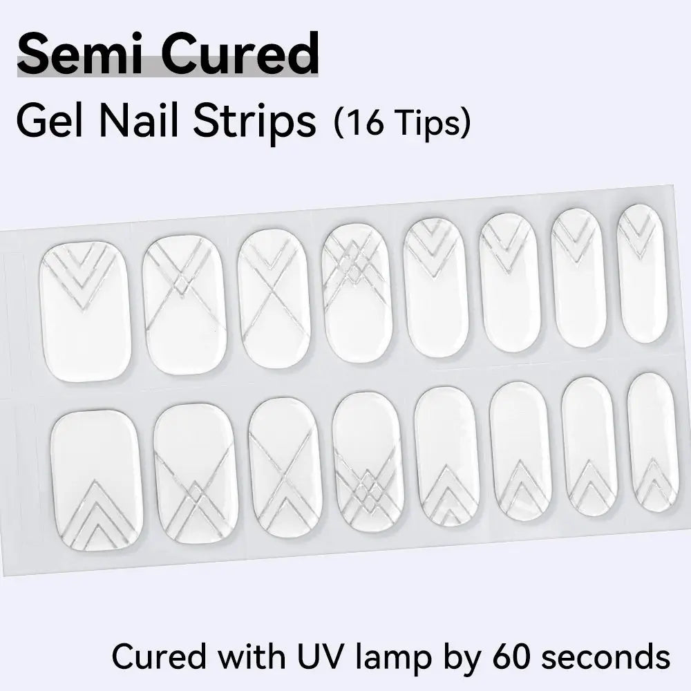16strips Cartoon UV/LED Semi Cured Gel Nail Strips Pink Glitter Cat Eye Self-Adhesive Gel Nail Wraps Full Cover UV Nail Sticker from PriceLows™