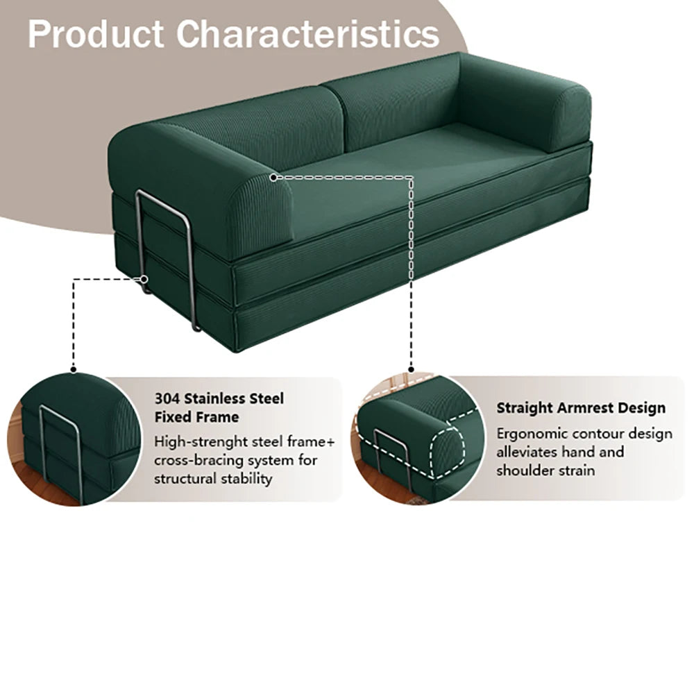 Convertible Sofa Bed | Corduroy Upholstery | 79 Inch Length