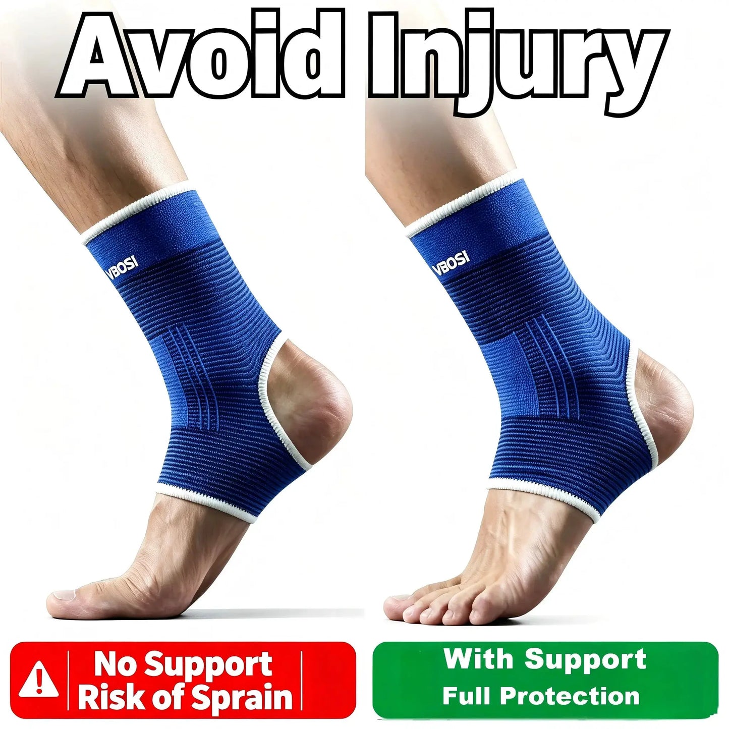 Knitted Ankle Support Brace | Breathable Nylon Compression | One Pair