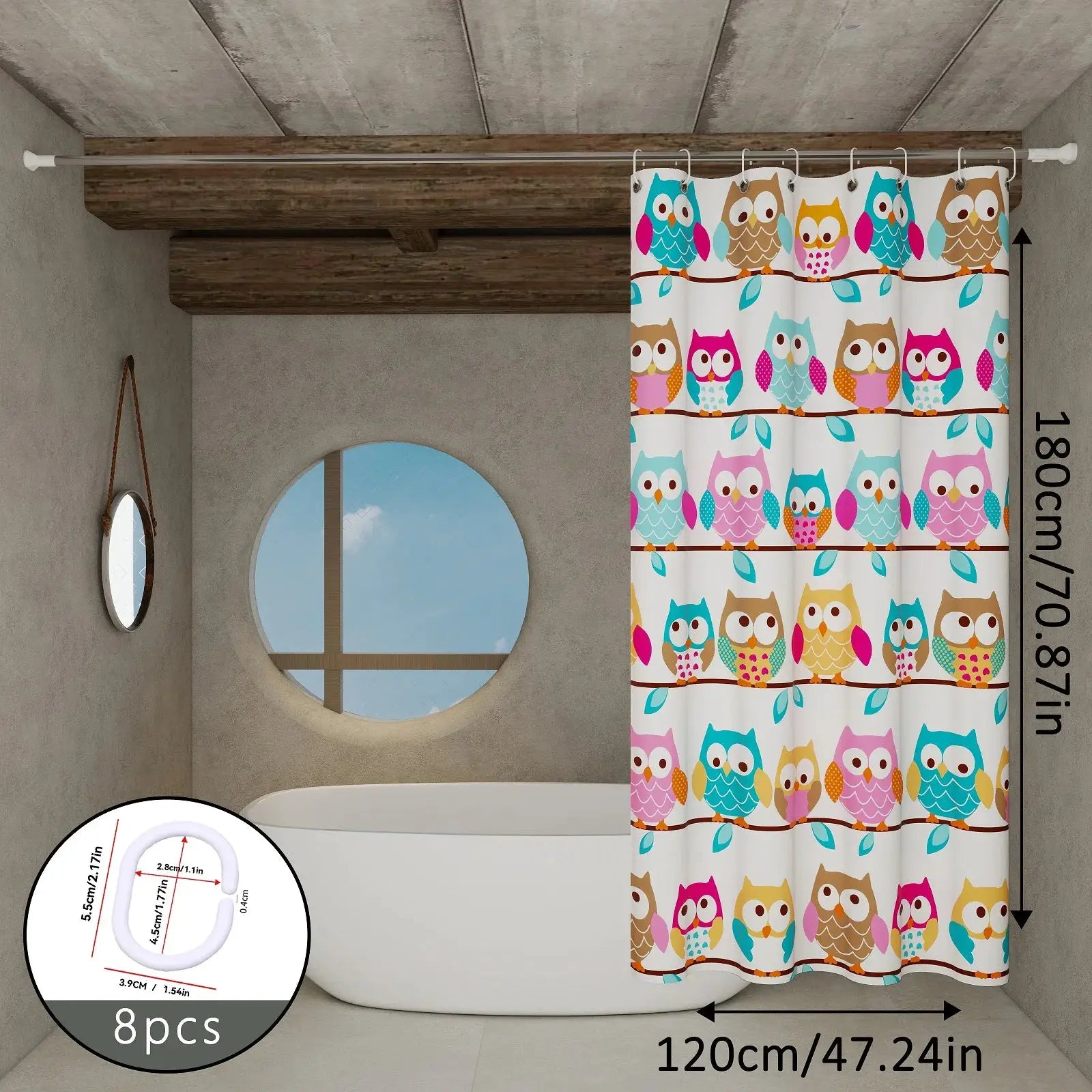 The owl-themed dry-wet separation partition shower curtain has a fresh color and creates a childlike bathroom atmosphere from PriceLows™