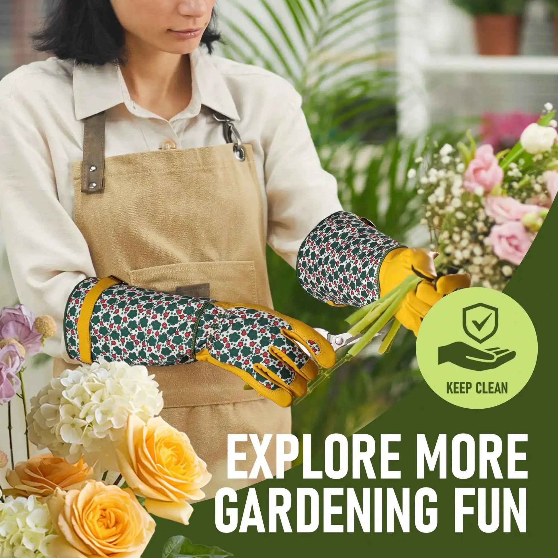 1 Pair Women's Long Garden Gloves – Fashionable Rose Gardening Gloves, Thorn Resistant, Durable & Comfortable Protective Gloves For Pruning, Planting, Outdoor Work, Flower Care from PriceLows™
