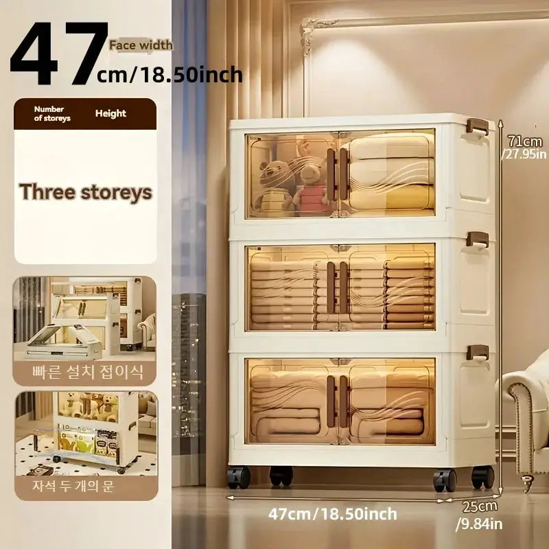 Foldable Storage Box with Clear Door - Spacious, Durable, and Easy-to-Assemble - Ideal for Organizing Clothes, Books, Toys, and from PriceLows™