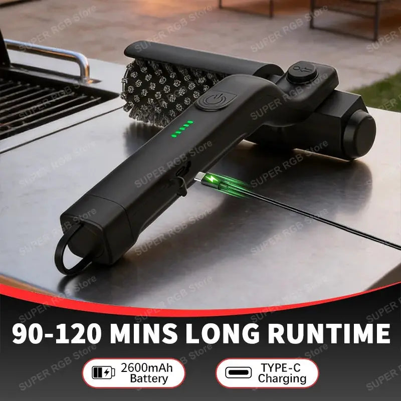 Electric Grill Cleaning Brush | 3 Speed Rotary | Cordless 2600mAh | Adjustable