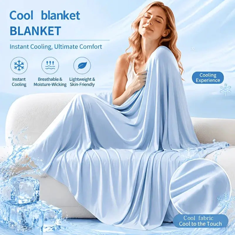 Summer Cooling Blanket | Ice Silk Texture | Lightweight Breathable | Adult Size