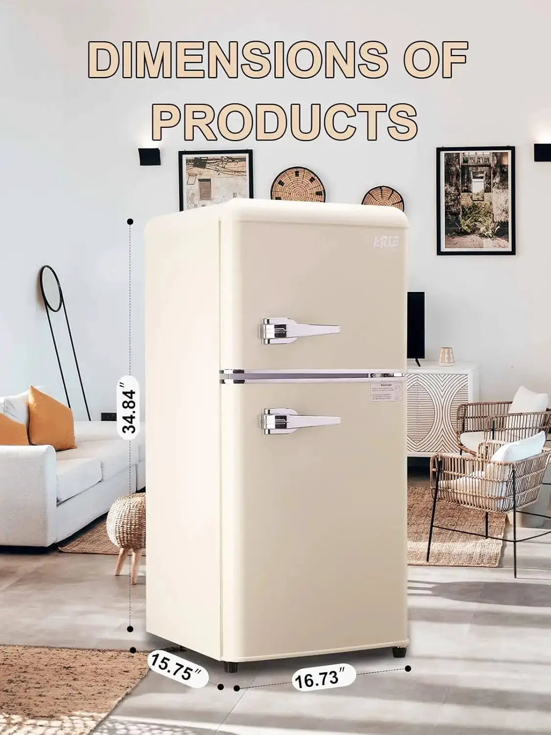 KRIB BLING 3.2 Cu.ft Compact Refrigerator, Mini Fridge with Freezer, Retro Design Small Drink Chiller for Home, Office from PriceLows™