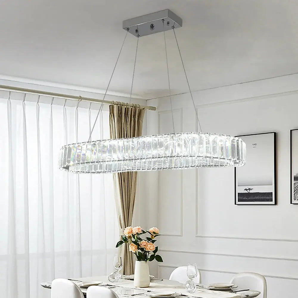 VETRULUS Modern Luxury Crystal Oval Design Led Chandelier Ceiling Lamp Nordic Pendant Hanging Light Fixture Living Bedroom Hotel from PriceLows™
