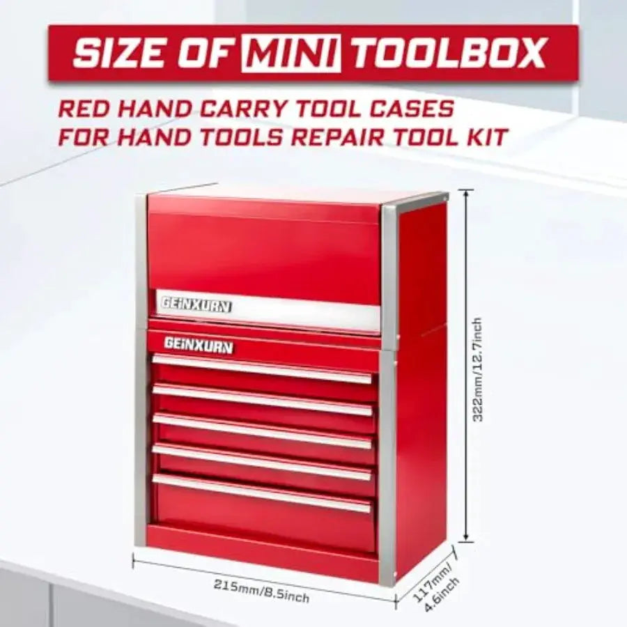 8-Drawer Rolling Tool Box, Heavy Duty Micro Roll Cab Steel Stackable Tool Chest with Lockable Drawers, 2-in-1 Large and Compact from PriceLows™