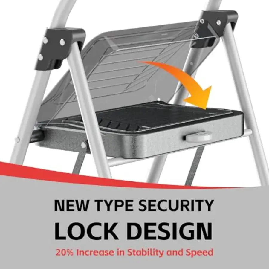 3 Step Ladder Folding Step Stool with Anti-Slip Wide Pedal Soft Handle Anti-Slip Feet Sturdiest Steel Construction 900lbs Capac from PriceLows™