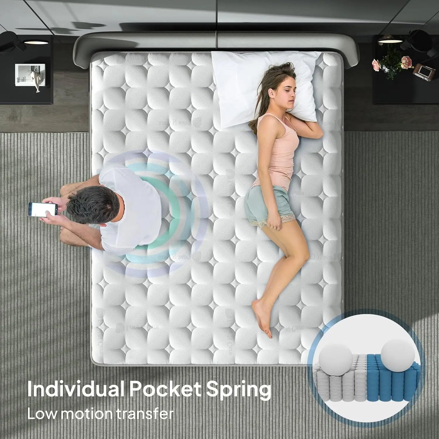 Mattress | 14in Luxury Hybrid Gel Memory Foam & Pocket Springs | Full/Queen/King