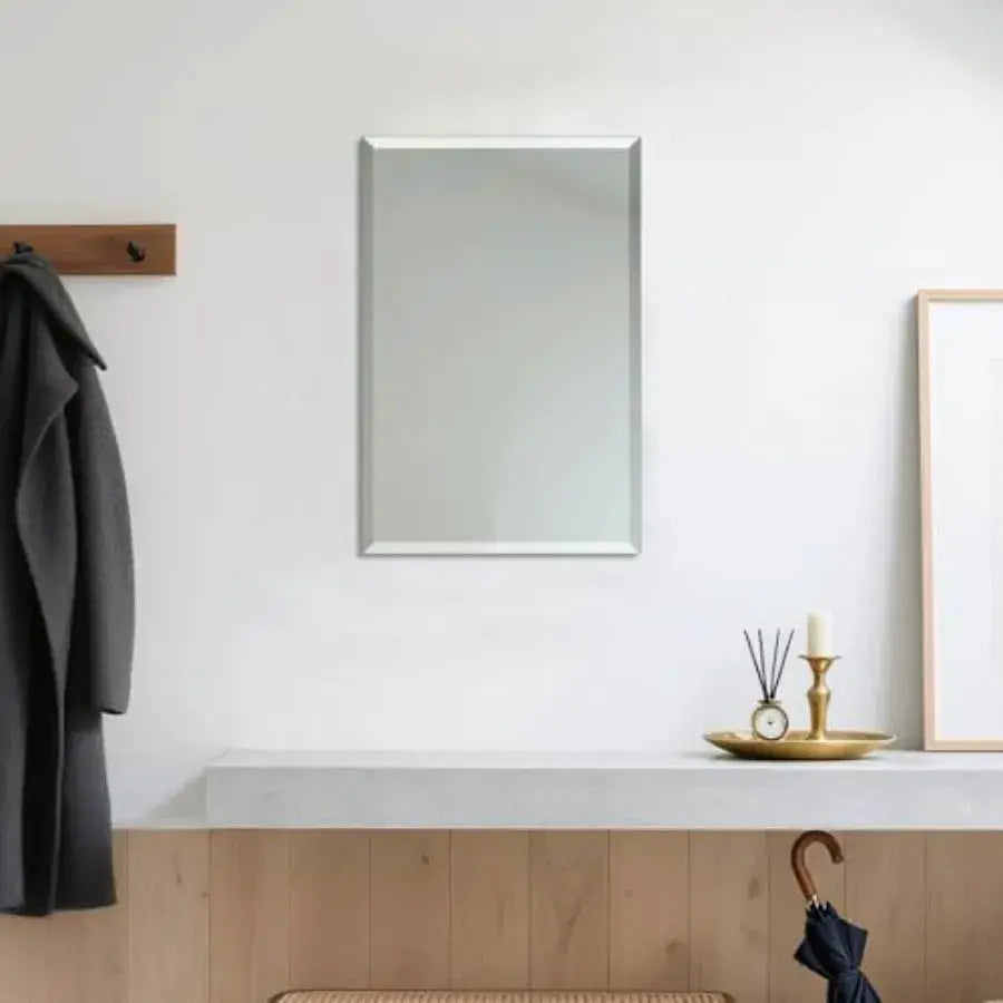 Beveled Bathroom Mirror for Wall, Rectangle Frameless Wall Mirror 24" x 16" Inch for Vanity Living Room Entryway Bedroom, Tempe from PriceLows™