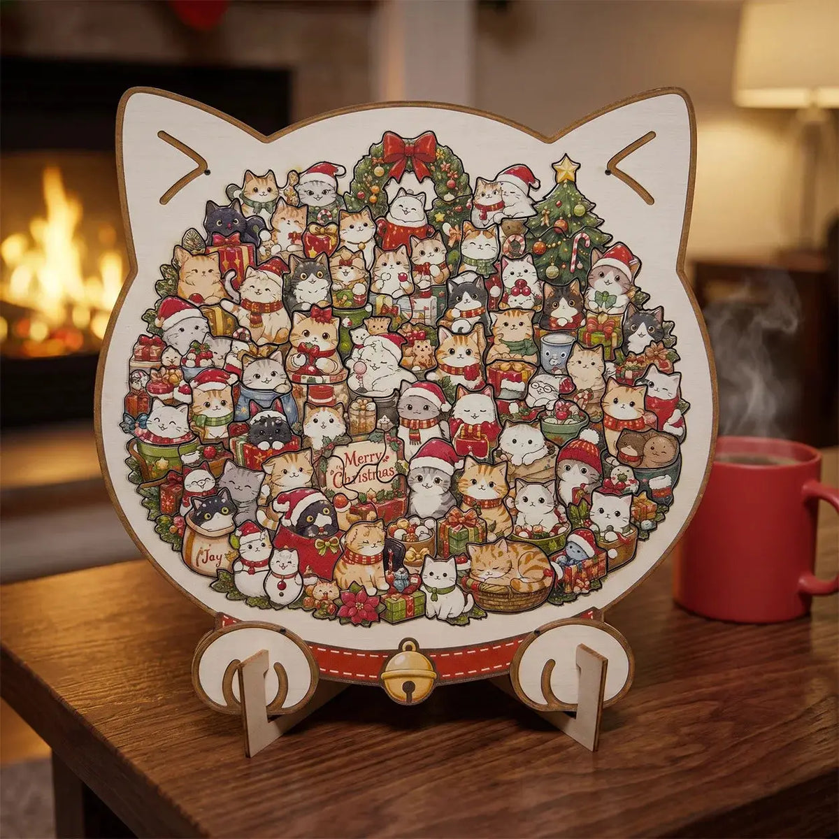 Cat Shaped Wooden Puzzle | Jigsaw Art | Holiday Gifting