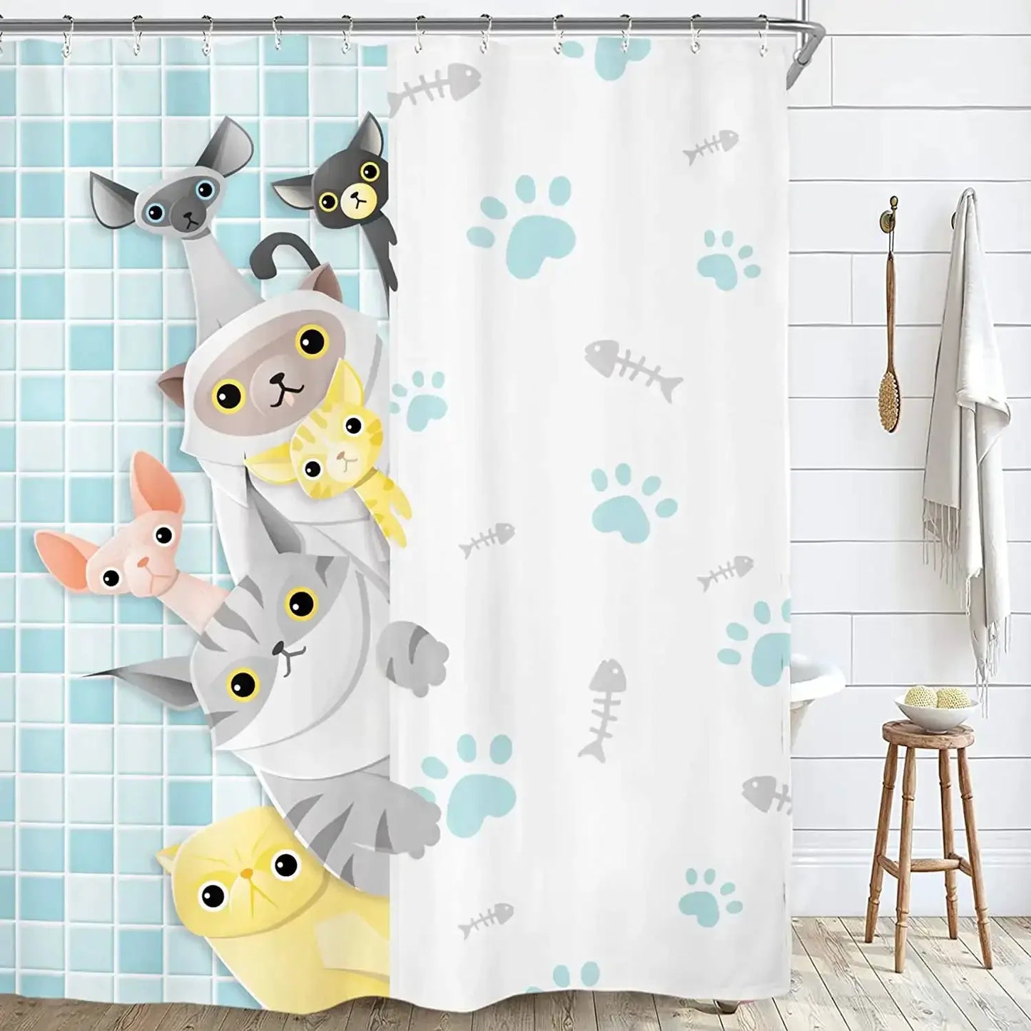 Funny Kids Shower Curtains For Bathroom Decor Corgi Cute Dog Riding Shark Nautical Ocean Boys Animal Hilarious Fabric Polyester from PriceLows™