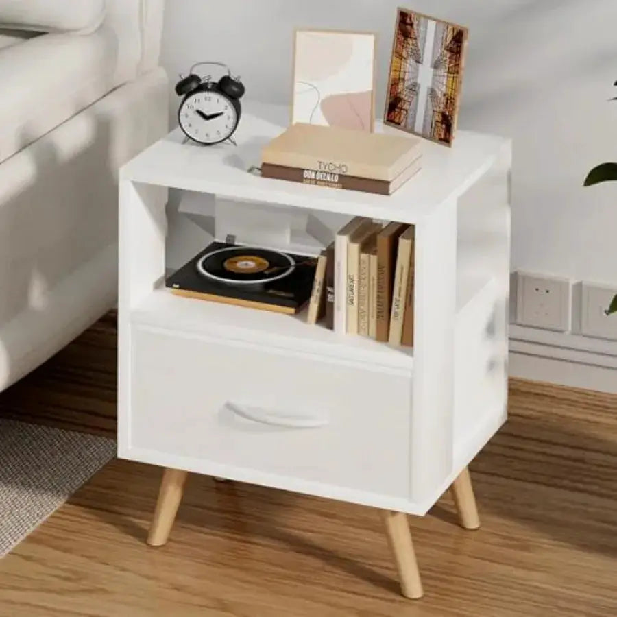 Night Stand, Nightstand with Drawer, Nursery Side Table with Open Storage, Modern End Table, Bedside Table for Small Space, Liv from PriceLows™
