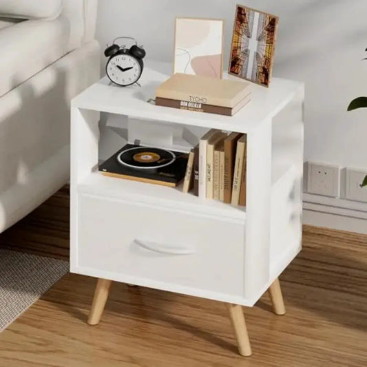 Night Stand, Nightstand with Drawer, Nursery Side Table with Open Storage, Modern End Table, Bedside Table for Small Space, Liv from PriceLows™