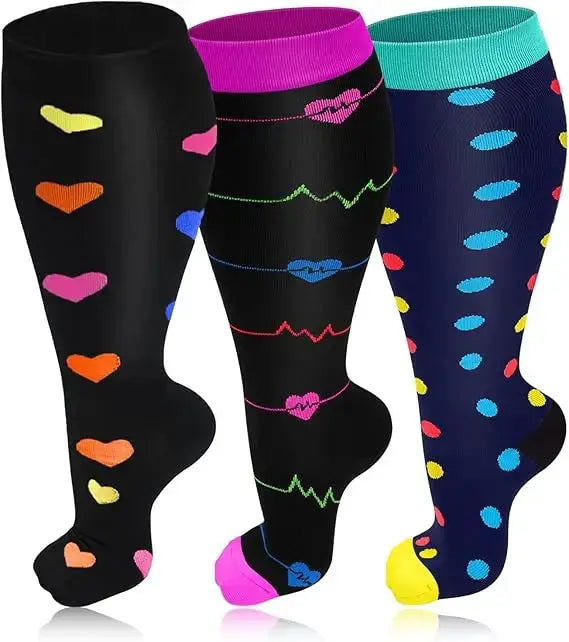 Men Compression Socks | 20-30 Mmhg | Cotton Nylon | 3 Pairs 2Xl To 7Xl