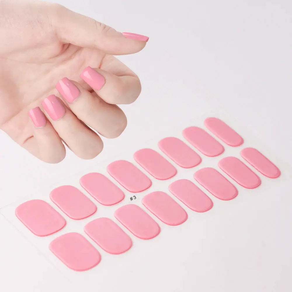 1Pcs Semi-Cured UV Gel Nail Sticker Pure Color Full Cover Waterproof Long-lasting Nail Strips 16Tips DIY Nail Polish Stickers *& from PriceLows™