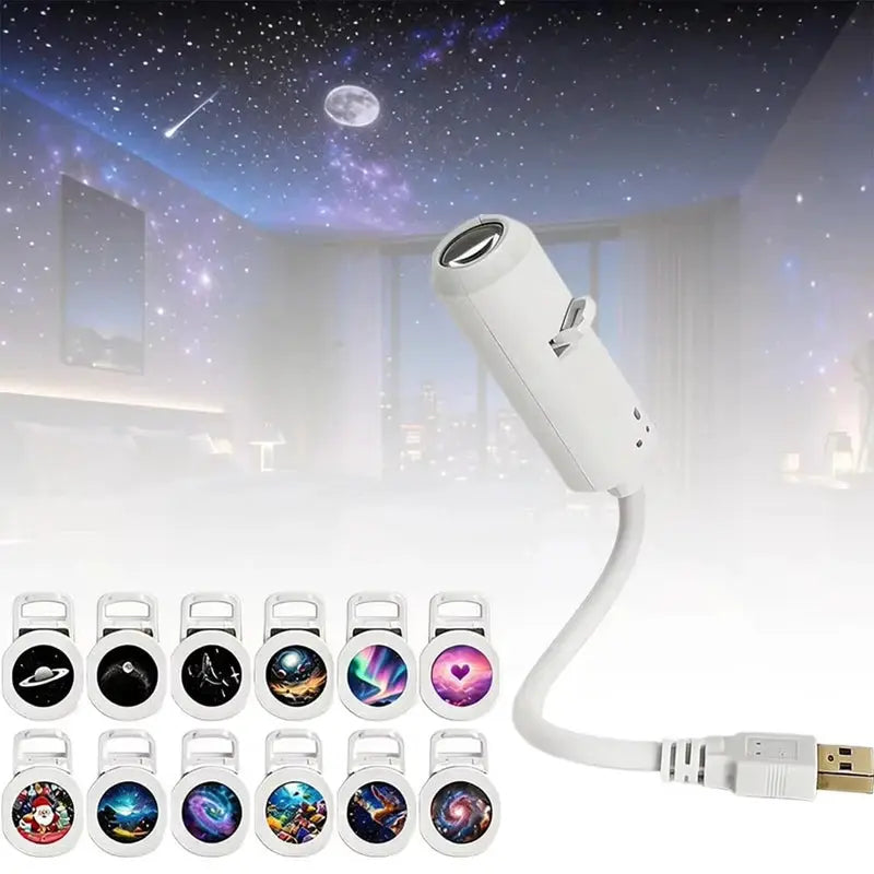 Holographic Night Light | USB Powered | Heart Shape Galaxy Projector