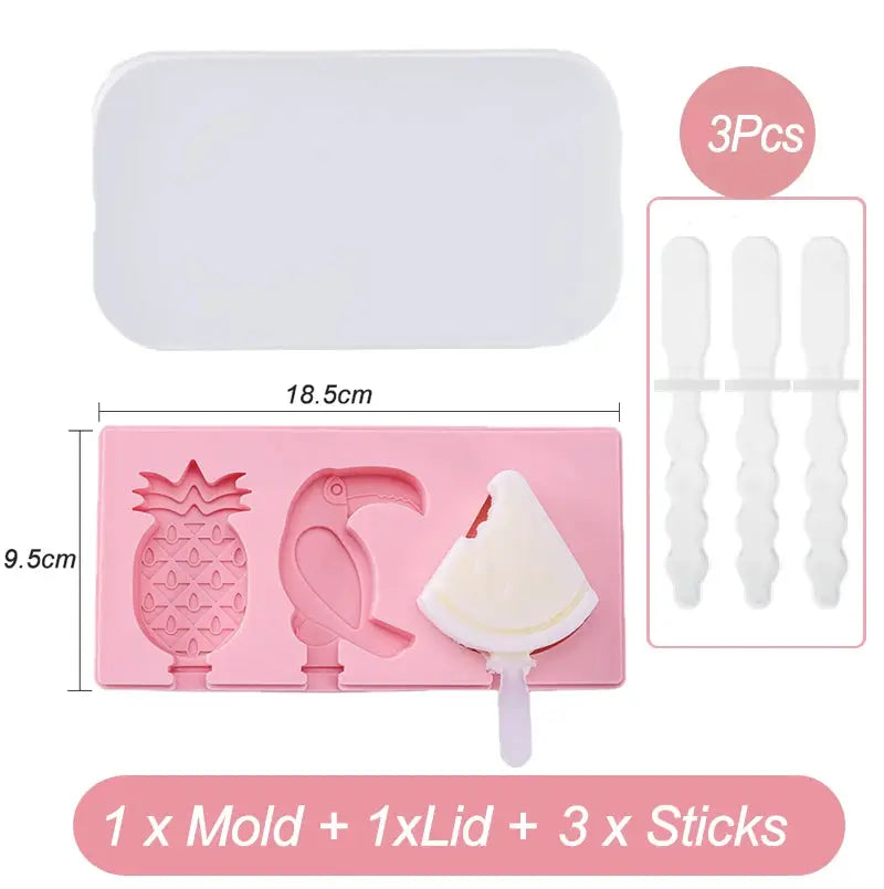 Silicone Ice Cream Mold Diy Cartoon Animal Fruit Popsicle Mould with Lid and Stick Ice Cube Maker Kitchen Tools Accessories from PriceLows™