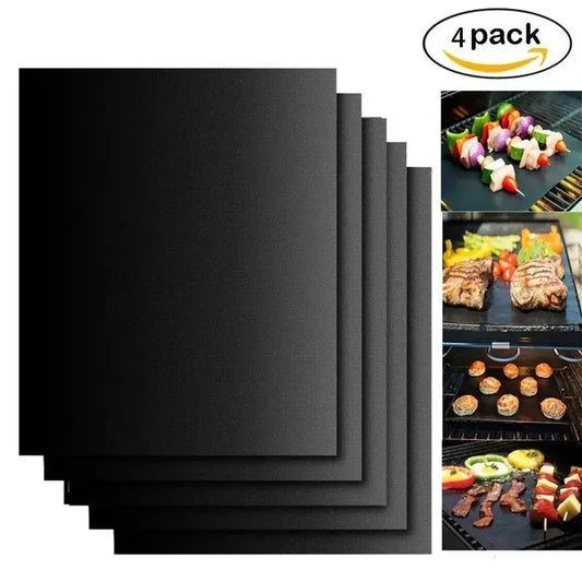 BBQ Grill Mats | Nonstick | Heat Resistant | 4 Pack 40x33cm 2mm
