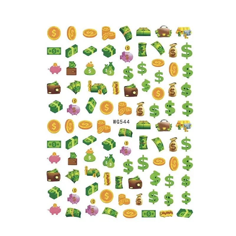 3D Money Dollar Sign Nail Art Stickers Decal Wealthy Rich Style Self Adhesive Nails Acrylic Manicure Tips Decoration Tool from PriceLows™