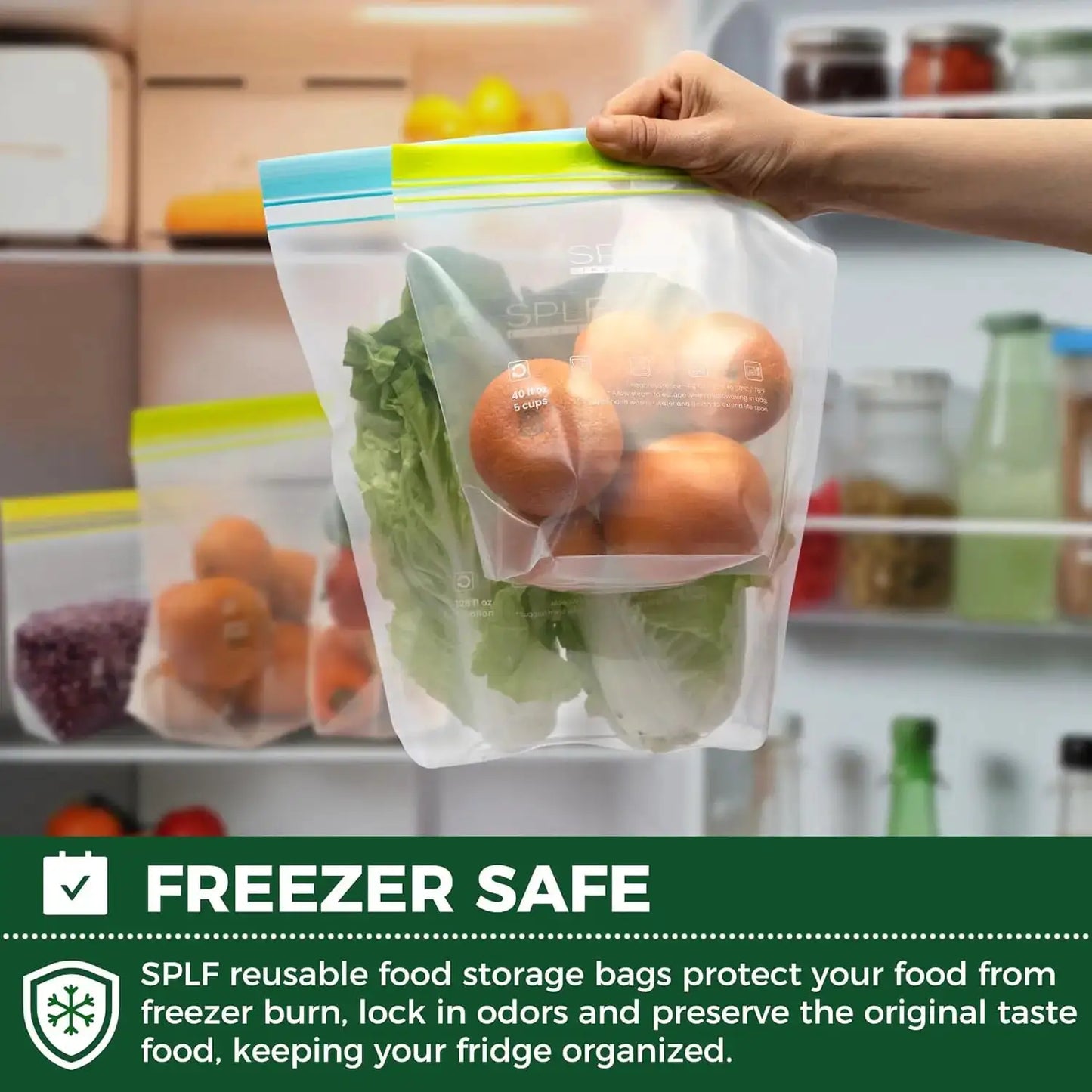 Reusable Gallon Freezer Bags | Leakproof | Microwave Safe | 12 Pack