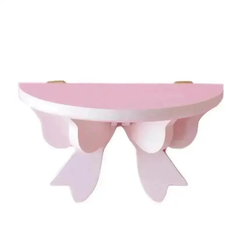 1 Pcs Wooden Decorative Shelves Girls' Room Organizer Holder Pink Wall Shelf Decor Frame Bows Decoration Wooden Storage Rack from PriceLows™