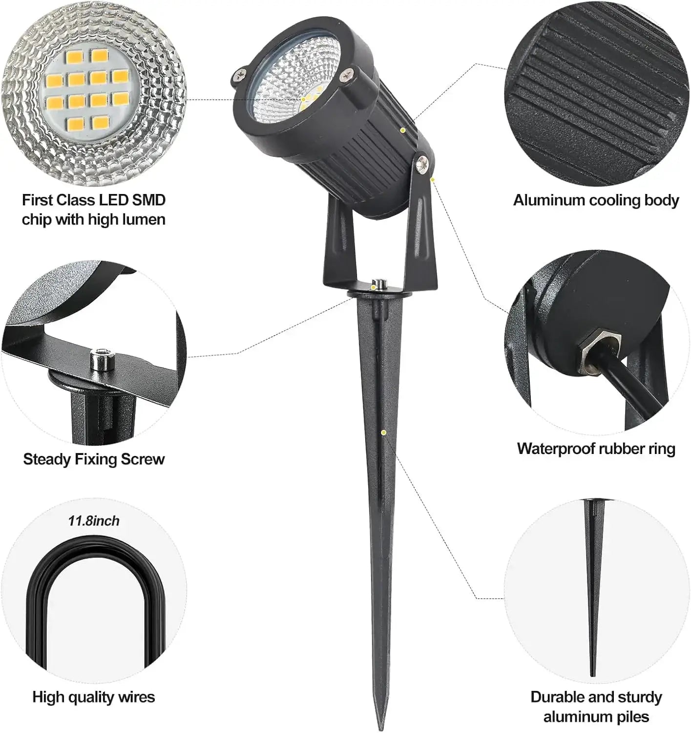 16 Pack 5W Low Voltage Landscape Lights Led Pathway Lawn Spike