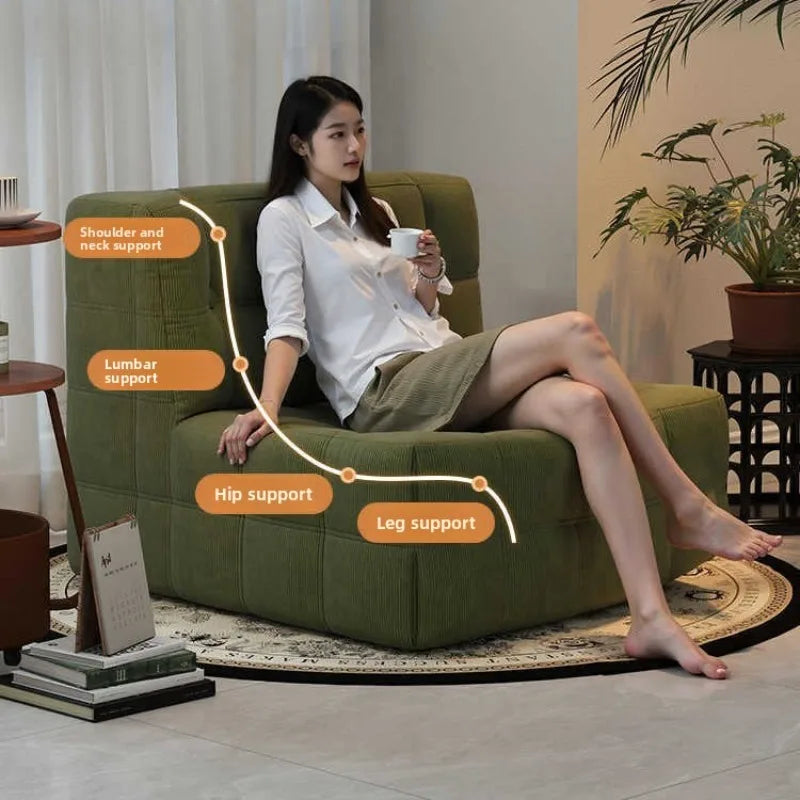 Retro Block Lazy Sofa | Corduroy Fabric | Sponge Filling | Single