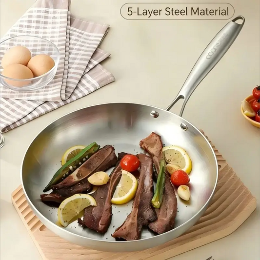 Stainless Steel Frying Pan | 304 Stainless Steel | Induction And Gas Compatible