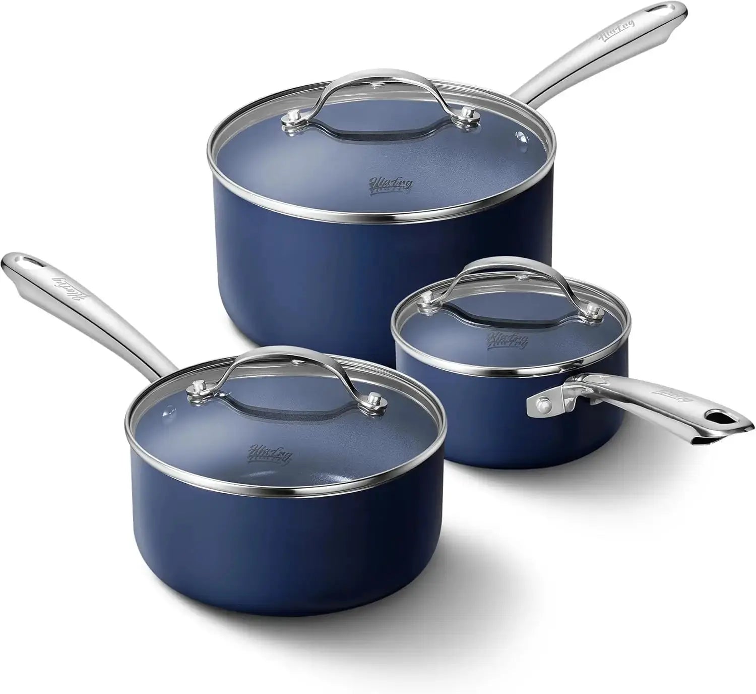 KOCH SYSTEME CS Nonstick Saucepan Set with Lids, 1+2+3QT Pot Set with Ceramic Nonstick Coating, Less Oil and Easy to Clean from PriceLows™
