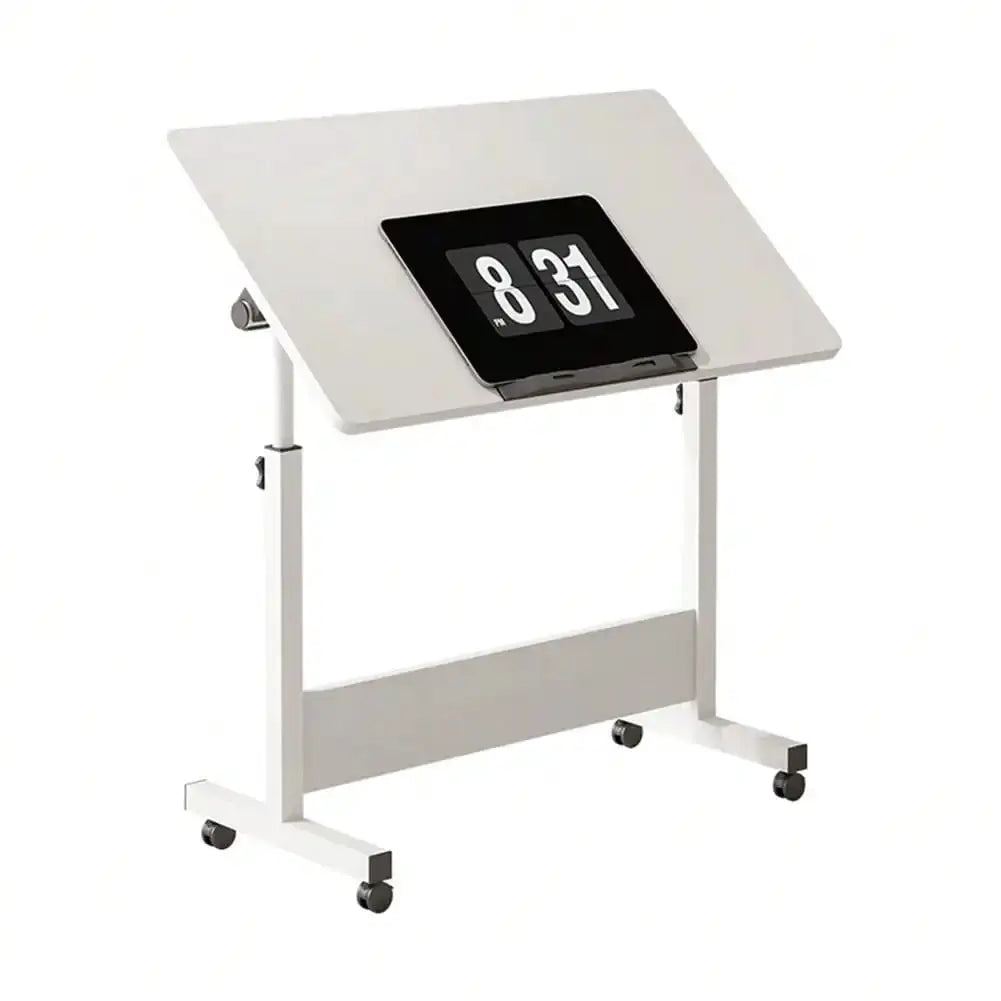 Adjustable Height Mobile Standing Desk - Small Rolling Stand Up Desk with Wheels, 80x40cm Home Office Workstation from PriceLows™