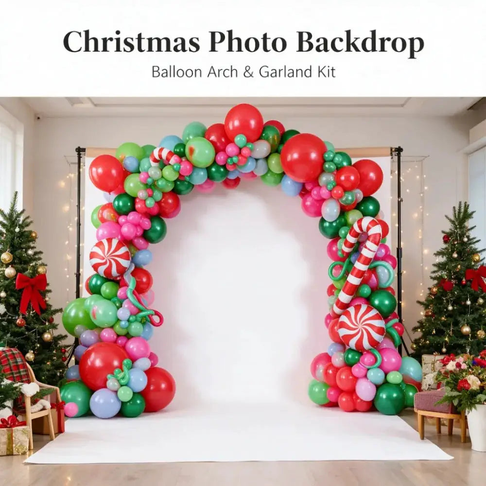 Christmas Balloon Garland Kit | Latex And Foil | Candy Cane Theme | Party Decor