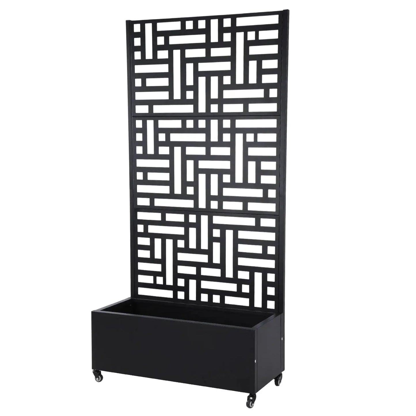 Outdoor Standing Flower Beds with Trellis and Wheels 70.87x35.43x15.75 Inch Metal Standing Planter Box for Climbing Plants Vine from PriceLows™