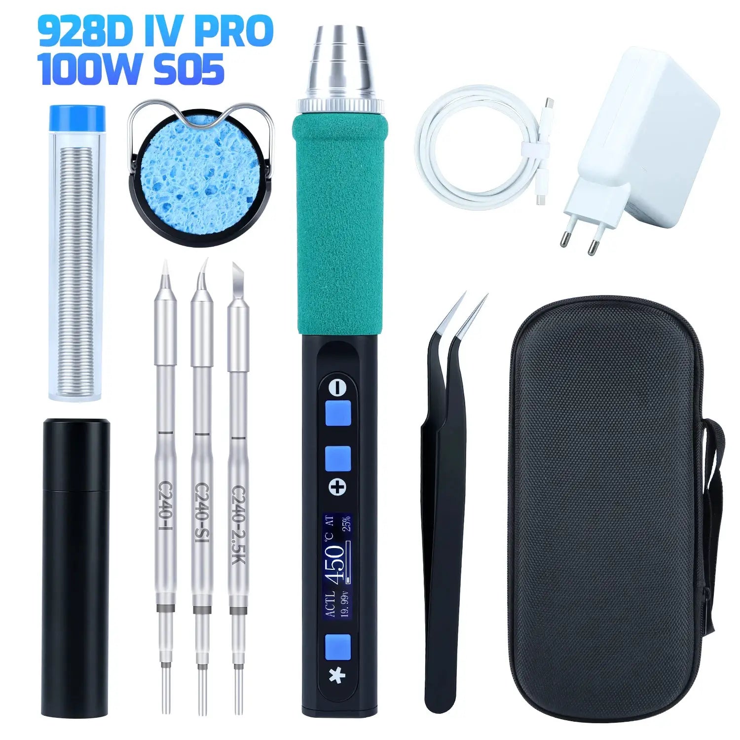 WEP 100W 20VDC 928D-IV-PRO Soldering Iron Kits With Adapter USB Type-C Charging Mini Welding Tools 928D-IV 60W Solder Station from PriceLows™