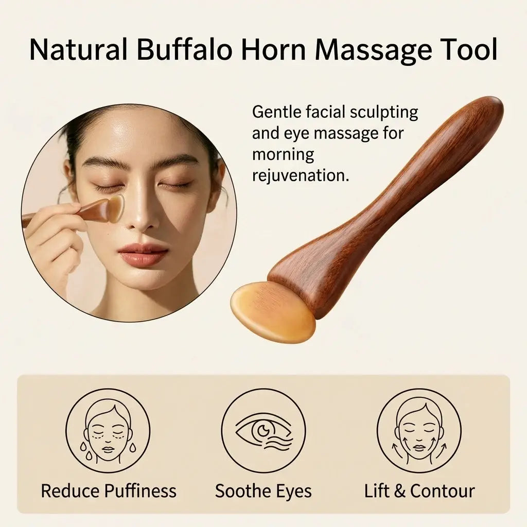 Goat Horn Sandalwood Massager | Meridian Scraping Tool | Natural Material