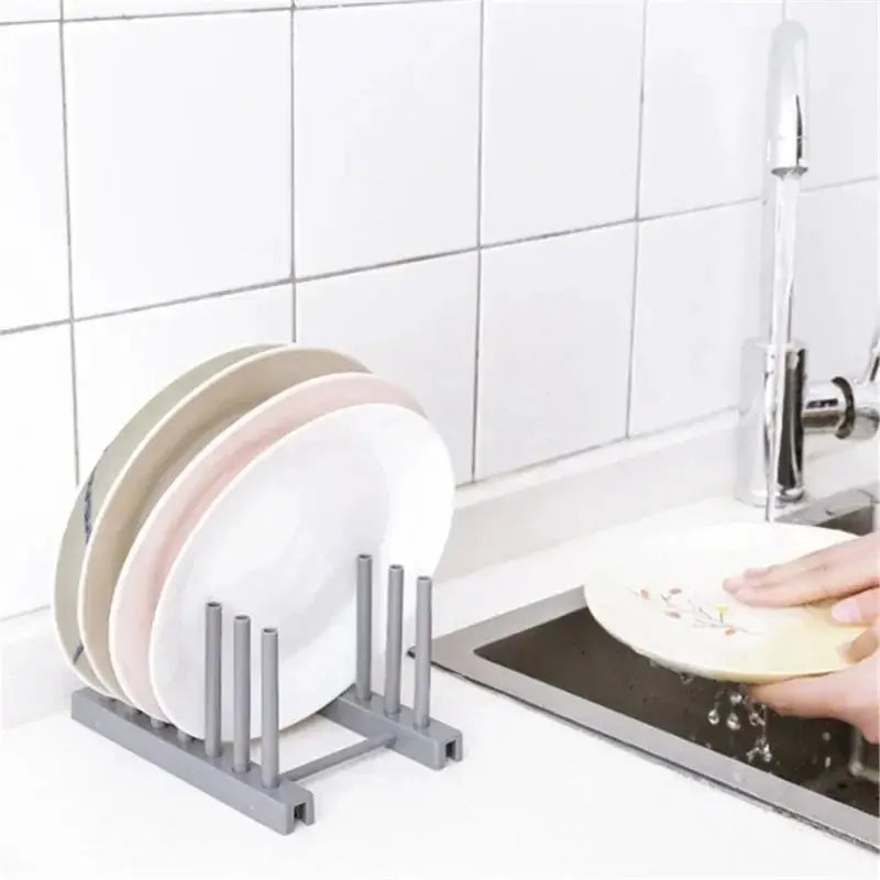 2 PCS Modern Design Dish Drainer Rack Kitchen Plates Holder Drying Organizer Plates Display Shelf Pot Lid Storage Stand Plate from PriceLows™