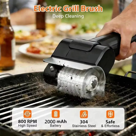 Electric BBQ Brush | 18000 RPM Motor | 2000mAh Battery | Cordless Grill Cleaner