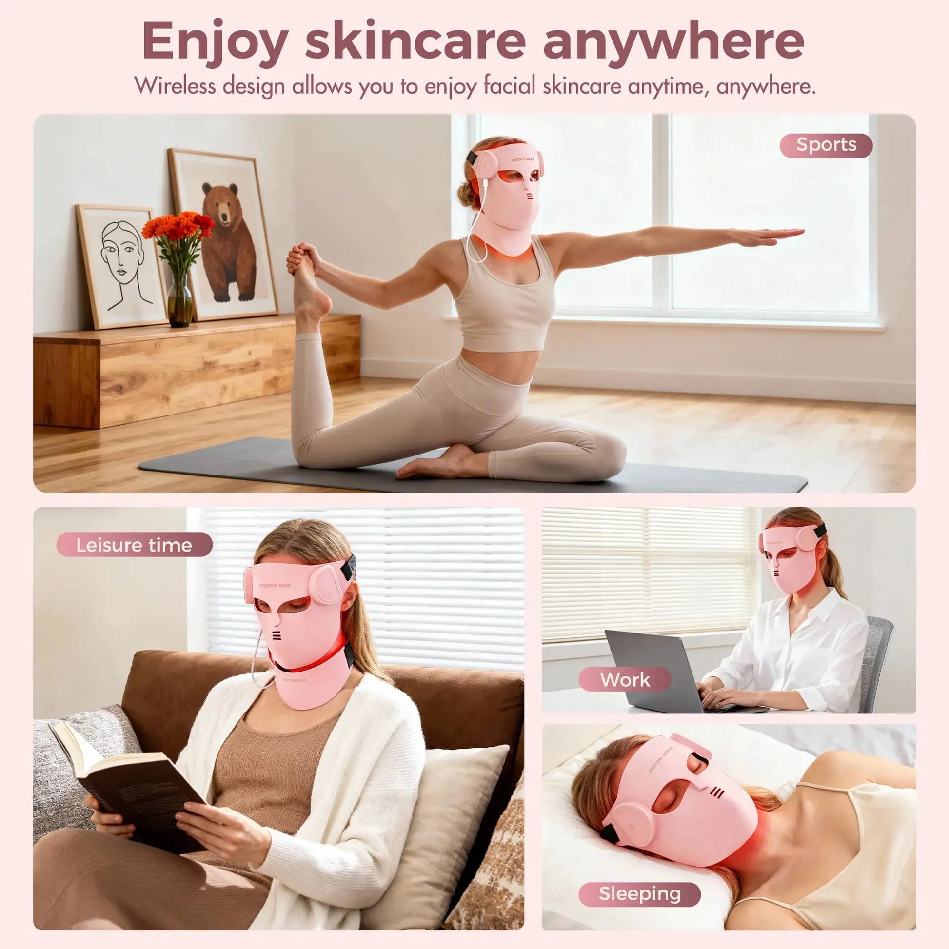 Portable Silicone LED Face Mask 8 Colors LED Red Light Near Infrared Therapy Facial Mask Repair Skin Wireless Use at Home from PriceLows™