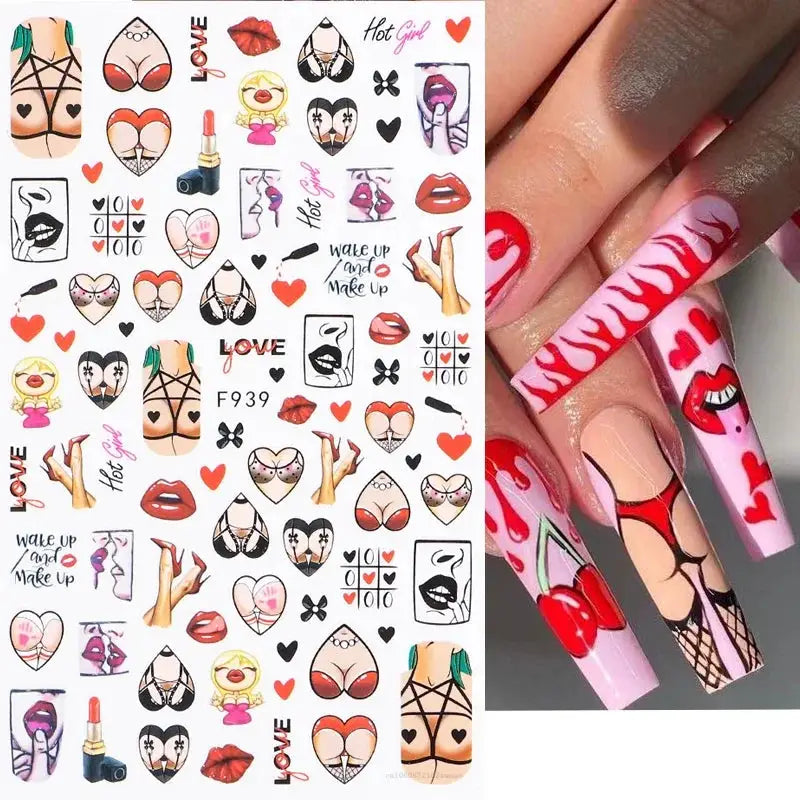 1PCS Laser Love Letter Nail Sticker Nail Art Decoration Flower Star supplies Decals Press On Nails Stickers Parts from PriceLows™