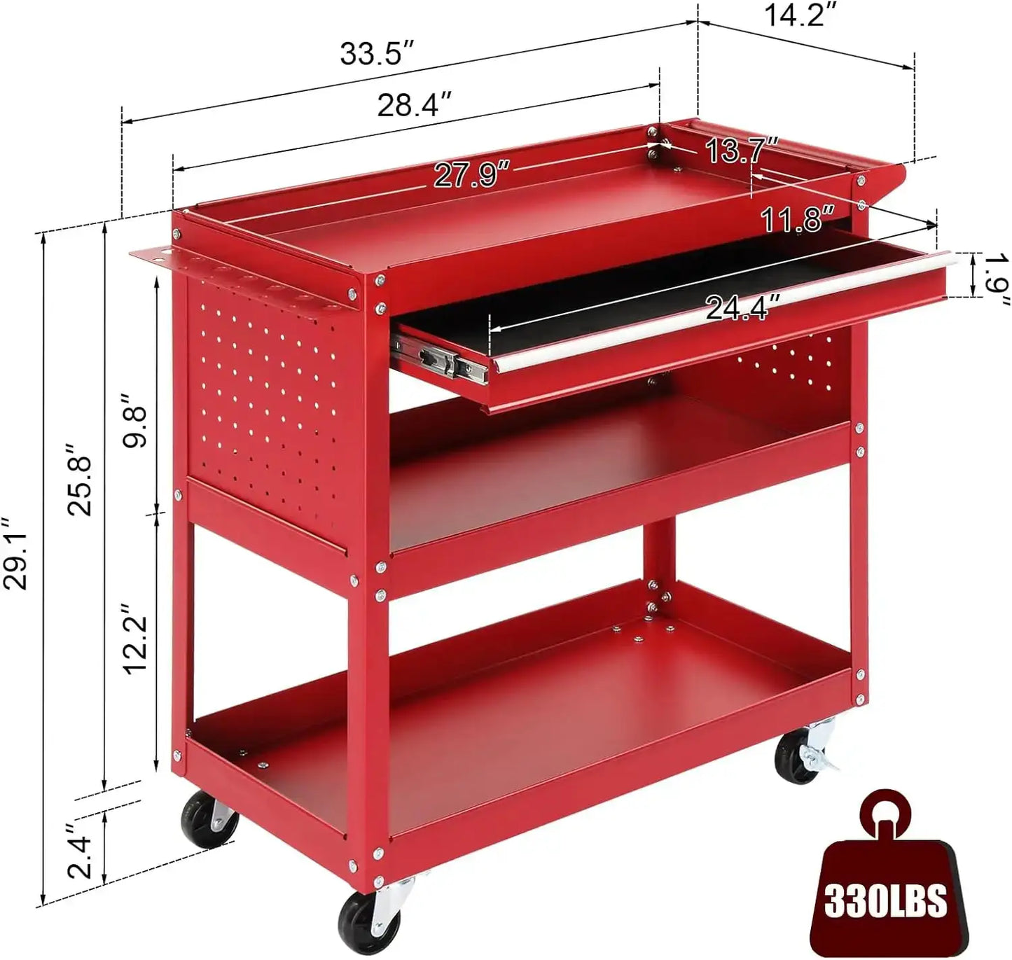 Winado 3 Tier Rolling Tool Cart with Drawers, Heavy Duty Utility Cart on Wheels, Rolling Tool Box for Garage, Warehouse, Factory from PriceLows™