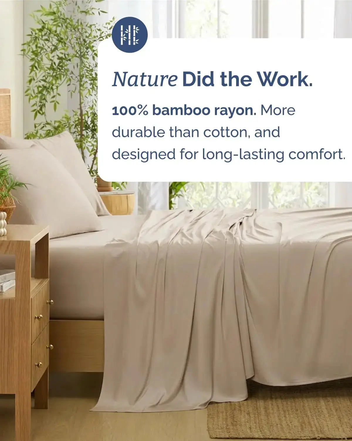 Bamboo Sheets Queen Size - Cooling Sheets for Queen - Ultra Soft Breathable Bedding Set with 1 Flat 1 Fitted 2 Pillowcases 18 from PriceLows™
