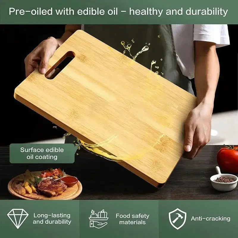 Bamboo Cutting Board | Thickened | Eco Friendly | Meat Veggie Prep