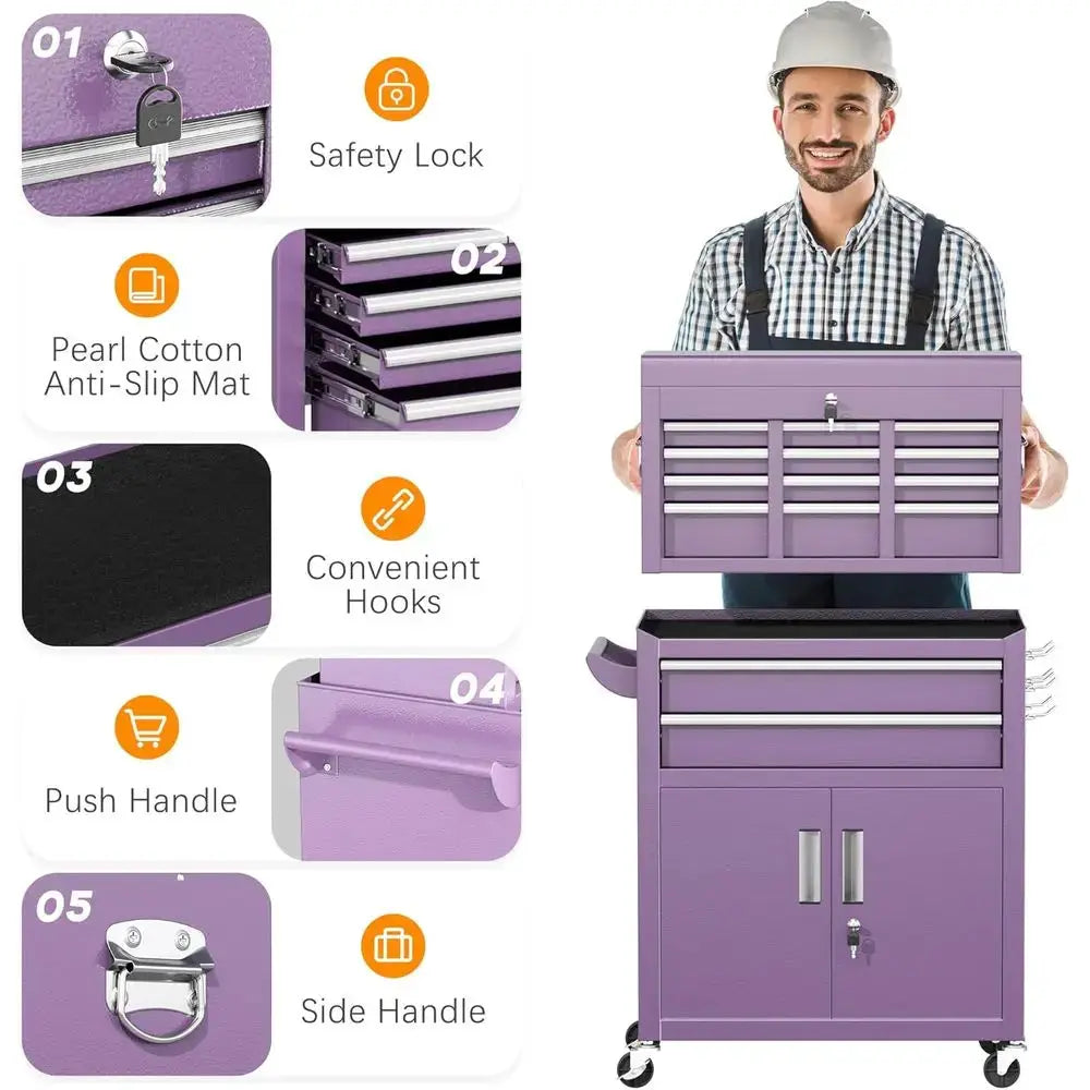 42 Rolling Tool Chest with Detachable Top, Large Storage Cabinet for Repair Rooms and Warehouses from PriceLows™