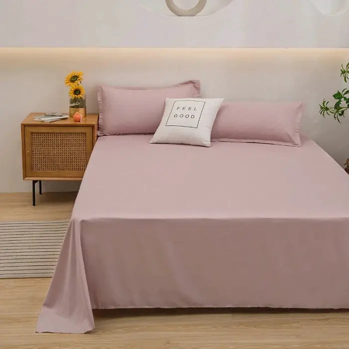 1pc Solid Color Flat Bed Sheet Soft Home Linen for Single/Double/Queen/King Beds from PriceLows™