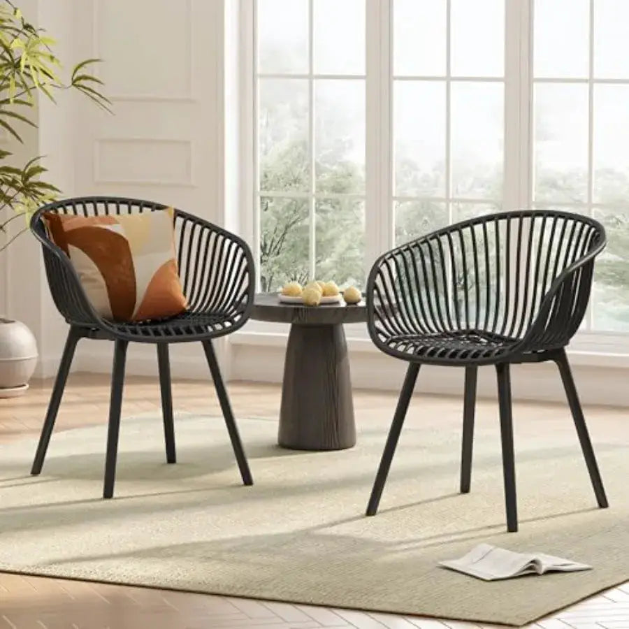 Christopher Knight Home Modern Accent Chair Black Outdoor Patio Chairs Set of 2 Lounge Chairs for Balcony or Garden Weave Desig from PriceLows™
